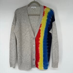 Scott & Scott Colorful Tie Dye Button Front Cardigan Women's Sze S Gray Cashmere